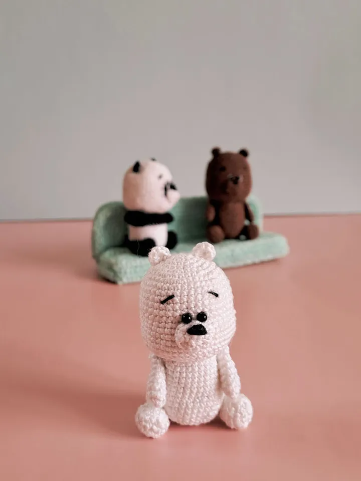 Three crochet bears pattern. Pattern crochet panda, brown and polar bear