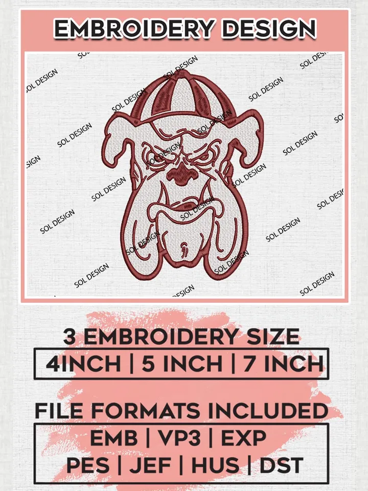 Alabama A&M Bulldogs Football Team Mascot Logo Machine Embroidery Design, NCAA Alabama A&M Bulldogs Team Design Design files, NCAA Team Embroidery Designs, NCAA Machine Embroidery Designs, Digital Download