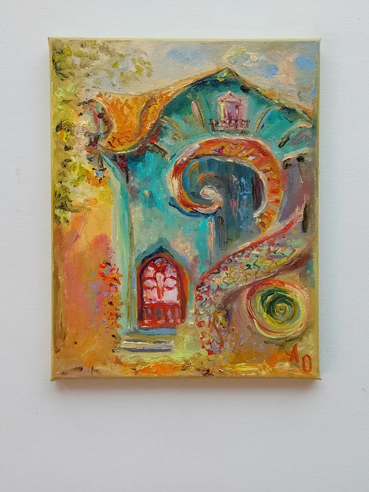 Oil painting on canvas "House. Enchanted Forest" 20x25cm (8x10inch)