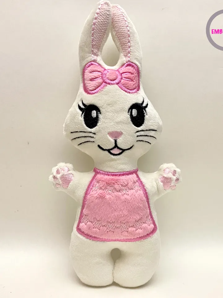 In The Hoop Machine Embroidery design ITH Easter Bunny with Bow Rabbit Stuffed Toy Easter decor  ITH Pattern. Included 3 sizes!