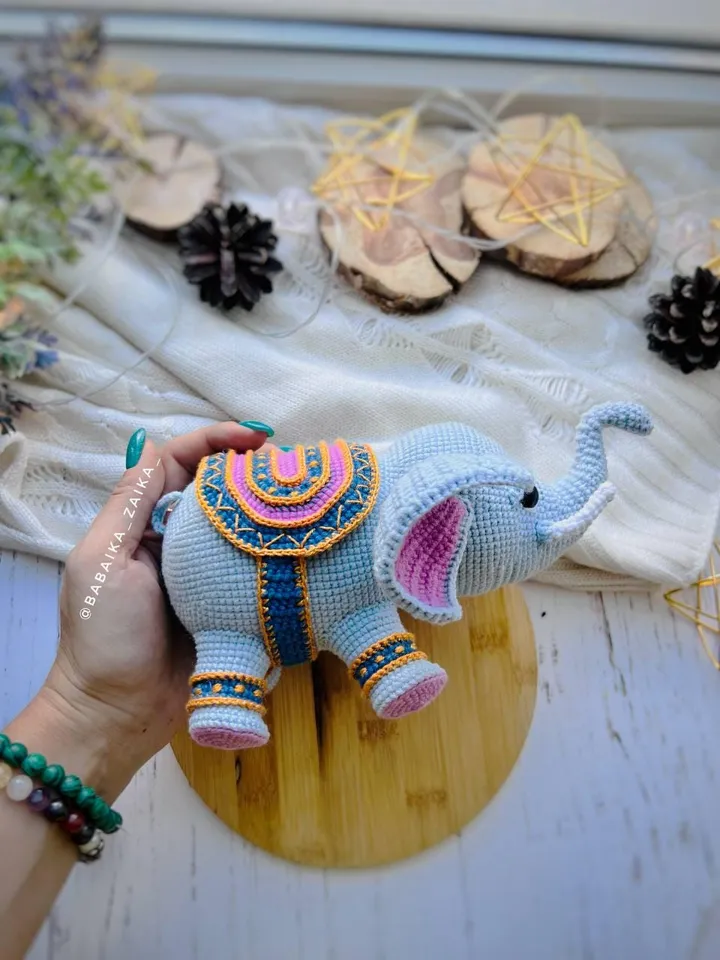 PDF Crochet Pattern Indian Elephant, Amigurumi Decor pattern, Crochet Elephant, Cute Elephant, Safari Animal Pattern, Crochet india Pattern