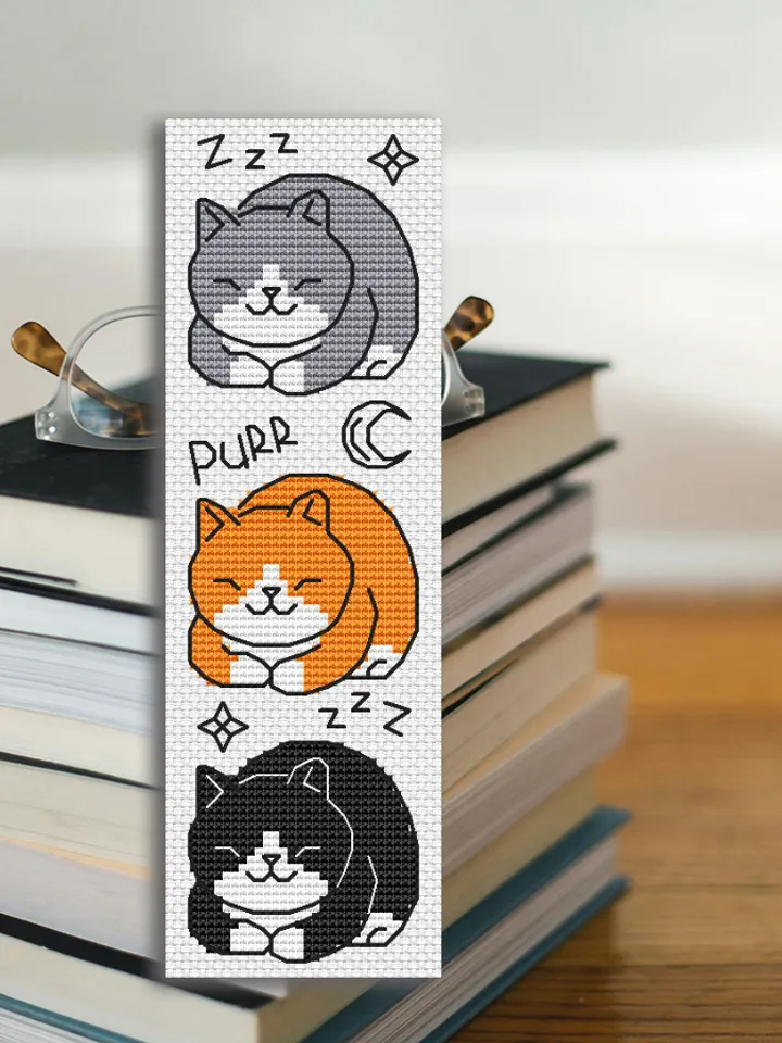 Cross stitch bookmark pattern Sleeping Cats
