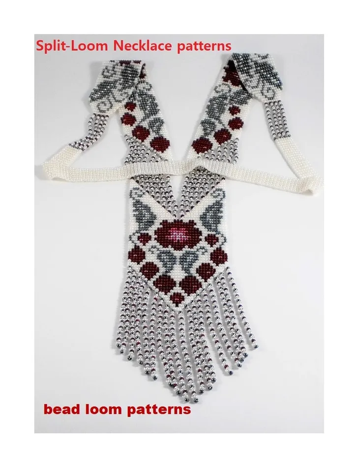 Bead loom patterns, schemes for a Gerdan-Split-Loom Necklace, Beading Loom only Pattern Instant Download, PDF