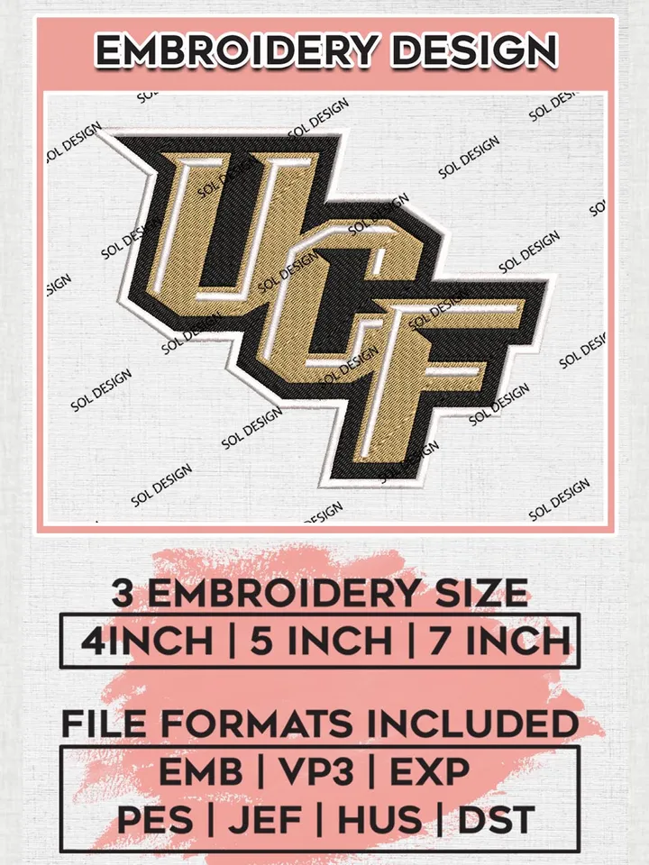 UCF Knights Logo Machine Embroidery Design, NCAA UCF Knights Embroidery Design Design files, NCAA Embroidery Designs, NCAA Machine Embroidery Designs, Digital Download