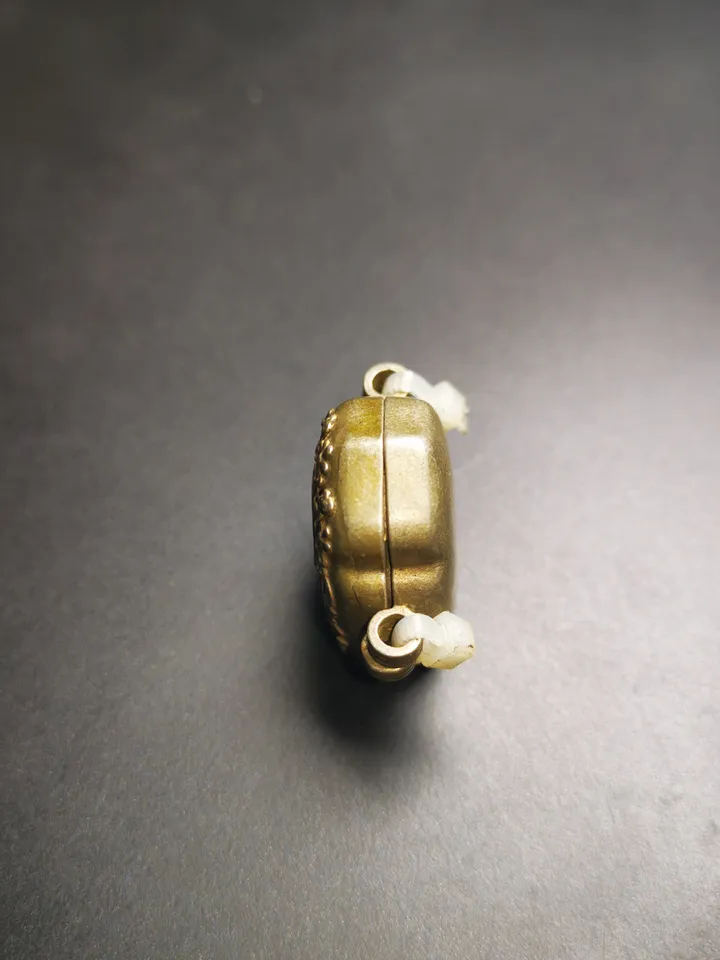 Gandhanra Antique Handmade Gau Ghau Shrine, Yellow Jambhala Mini Tibetan Buddhist Altar Amulet Pendant,Made of White Copper