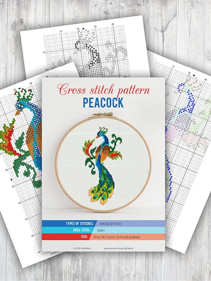 Peacock Bird Cross stitch pattern | Embroidery Pattern | Instant Download | Cross Stitch Patterns | Embroidery Designs