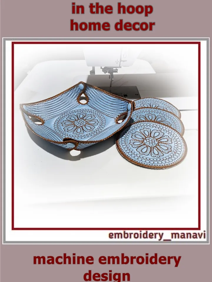 In the hoop embroidery design vase and cup holders quilting by Embroidery Manavi 05