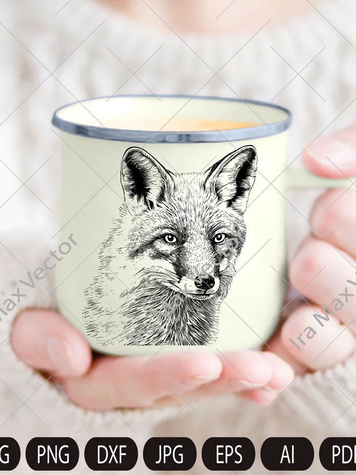FOX Face svg , Fox Head svg , Fox svg, Fox Mascot svg , Fox Printable,Fox detailed, fox INSTANT DOWNLOAD