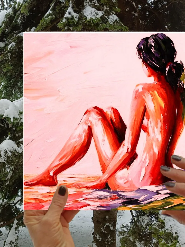 Girl Body Painting young woman Original Art woman Abstract Wall Art Gay Wall Decor Gifts for Him Personalized Gifts by ArtProkopaloSv
