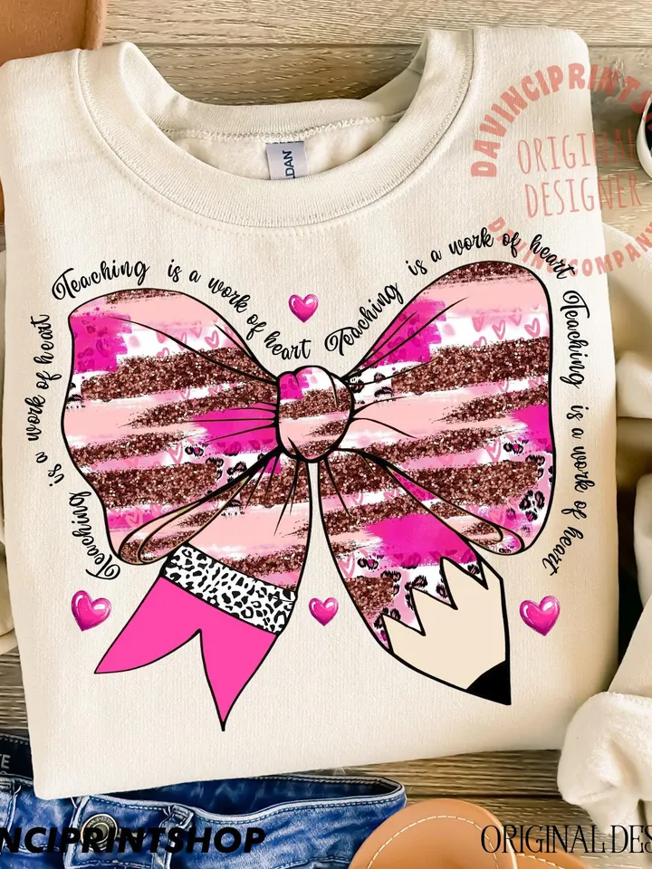 Teacher Valentine Coquette Bow Pencil Png, Glitter Valentine Teacher Heart Pencil Png, Valentines Day Teacher Png Design, Valentines png