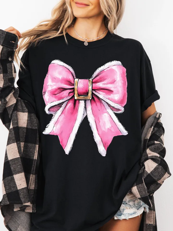 Pink Christmas Coquette bow Png, Christmas santa bow png, Christmas Sublimation Shirt Designs, Christmas png, Christmas design, Santa Claus