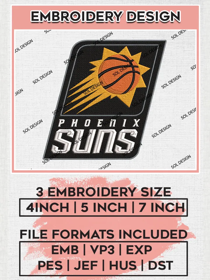 NBA Phoenix Suns Logo Embroidery Design, NBA Phoenix Suns Machine Embroidery Files, NBA Machine Embroidery Design, Machine Embroidery Design, Digital Download