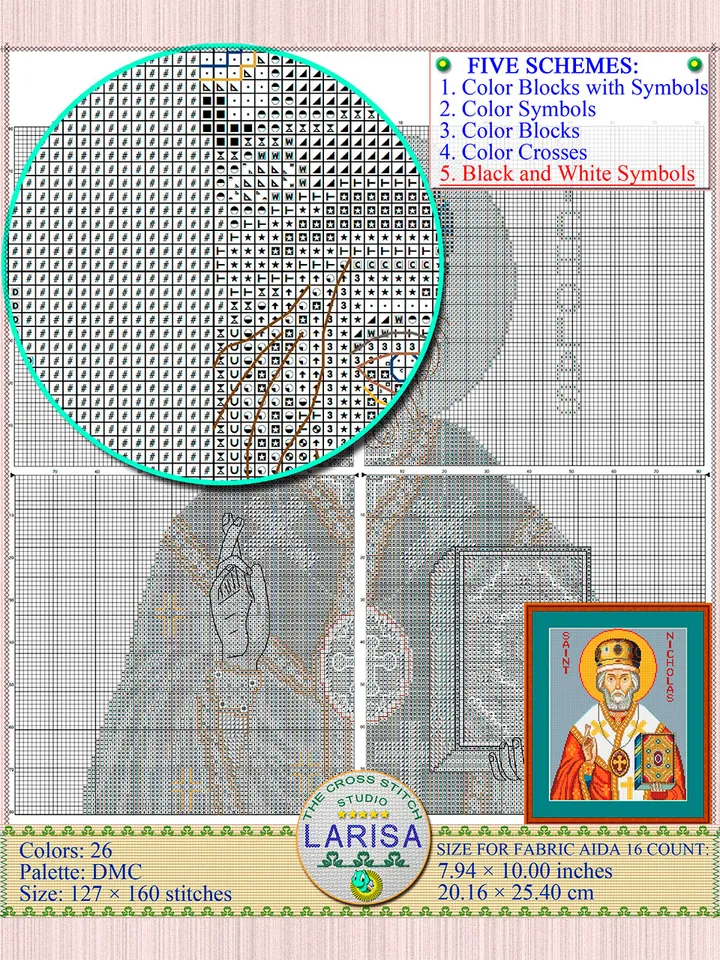 Saint Nicholas Icon Cross Stitch Pattern | Christian Icon