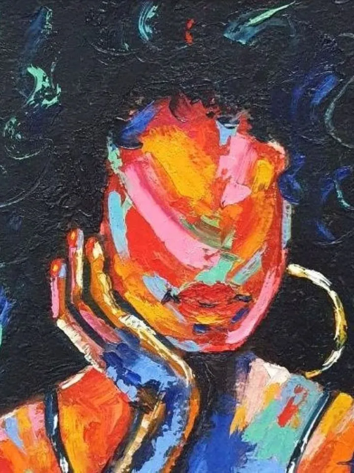 Faceless woman portrait in Color