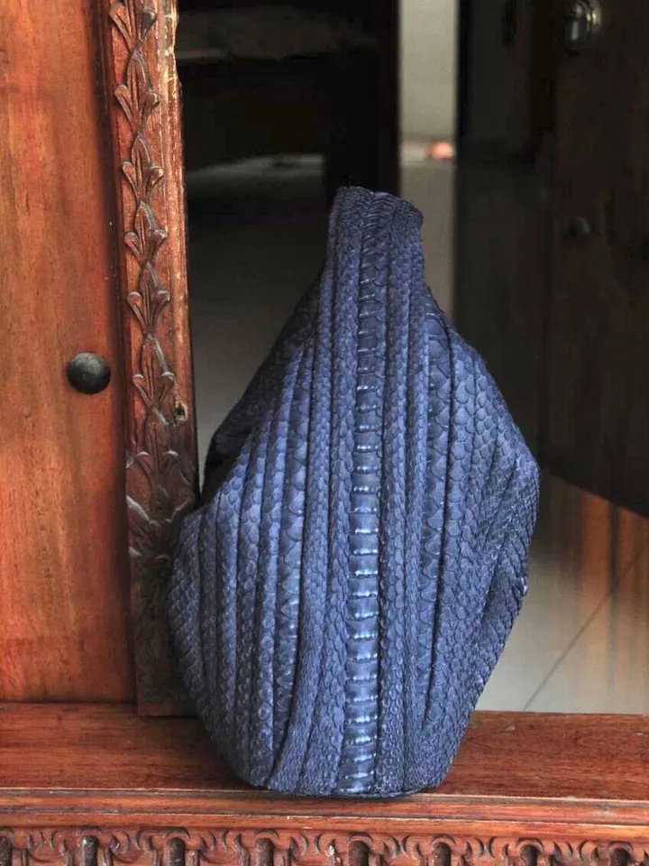 Medium Soft Hobo Classy Sport Woman Stitched Bag | Purse Genuine Python Skin | Dewi Jeans Big Elegant Leather Designer Soft Bag Snake |