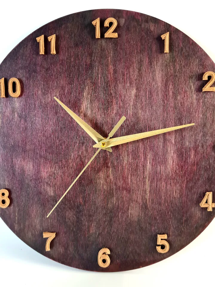 Wooden wall clock Unique wall clock with number Silent clock Handmade wall clock