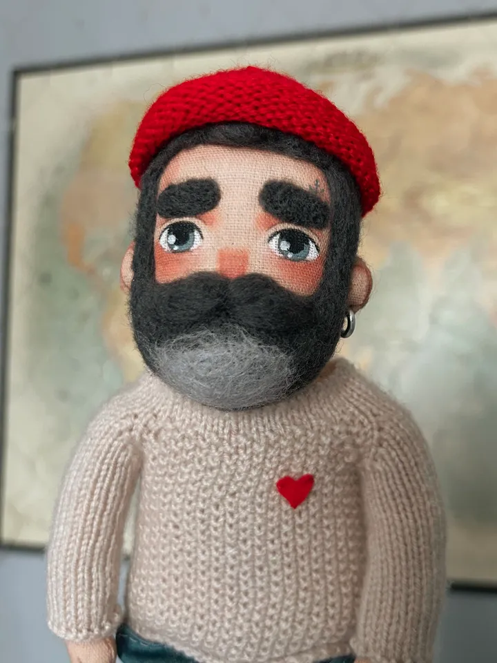 Textile doll sailor with gray beard
