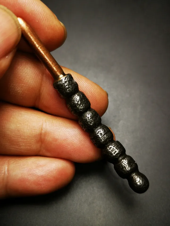 Handmad Charm Pendant,Tibetan Cordyceps Sinensis,Made of Cold Iron and Brass