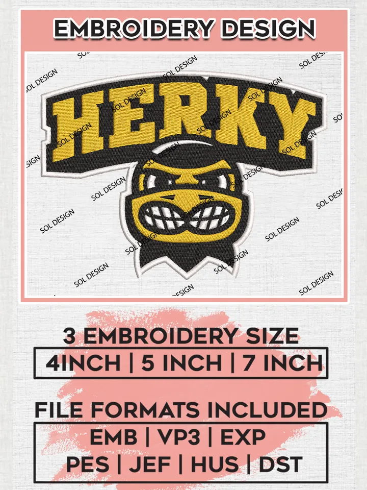 Iowa Hawkeyes Herky College Team Logo Embroidery Design Files, NCAA Iowa Hawkeyes Machine Embroidery, NCAA Teams, 3 sizes, NCAA Machine embroidery designs, Digital Download