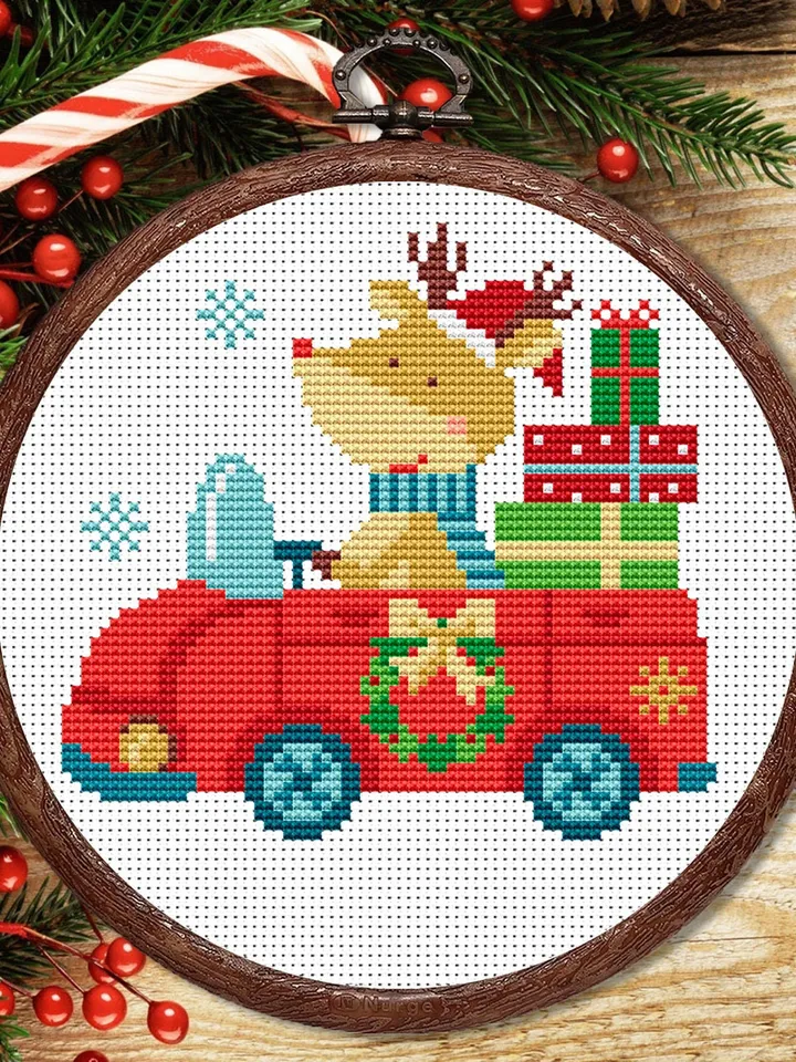 Set of 3 Christmas Animals Cross Stitch Pattern, Merry Christmas Cross Stitch Pattern, Christmas Animals Cross Stitch Pattern #hld020