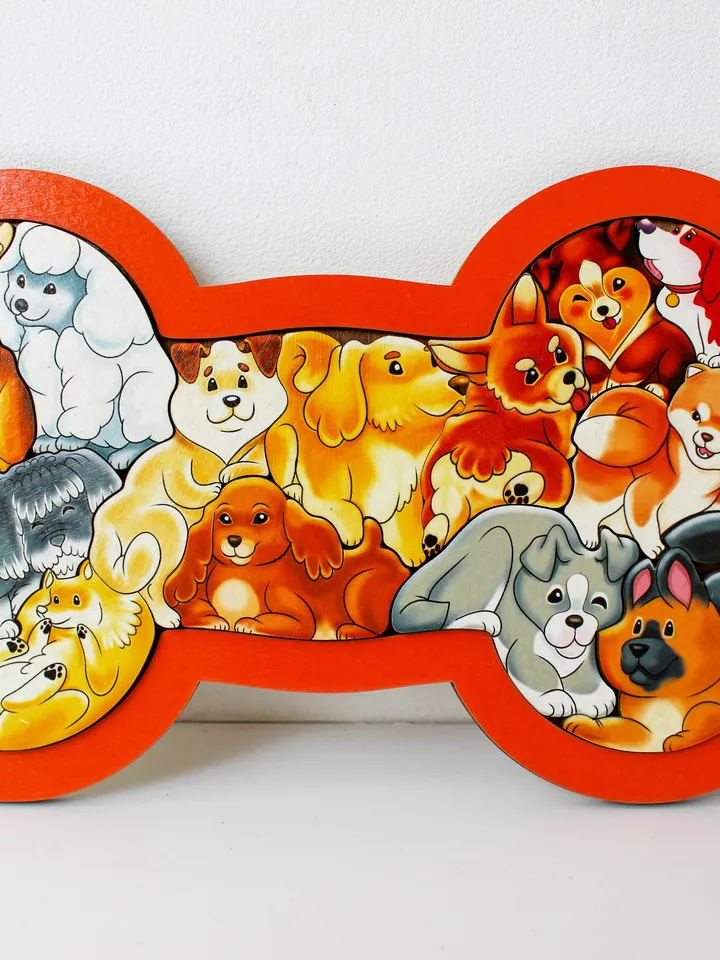 Wooden Puzzle - dogs, Toddler Toys Age 3 4 5 6 year, Wood Montessori animals
