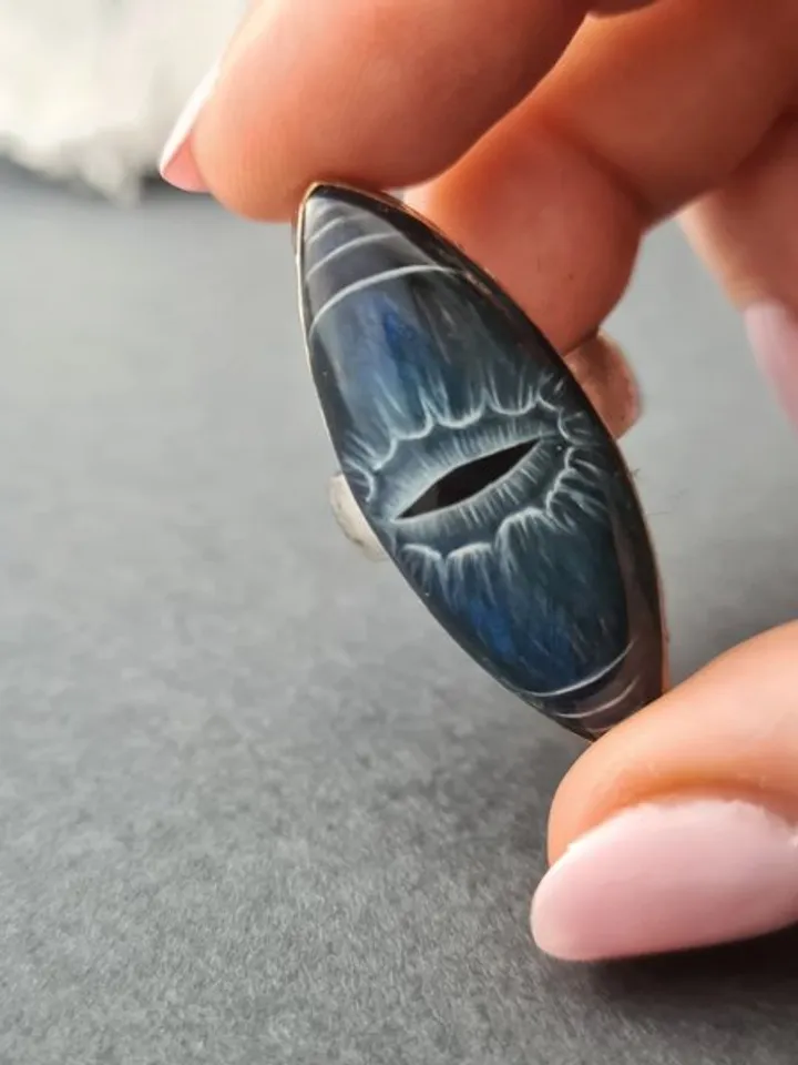 Evil eye ring Labradorite ring Dragon eye ring Aaa large labradorite ring