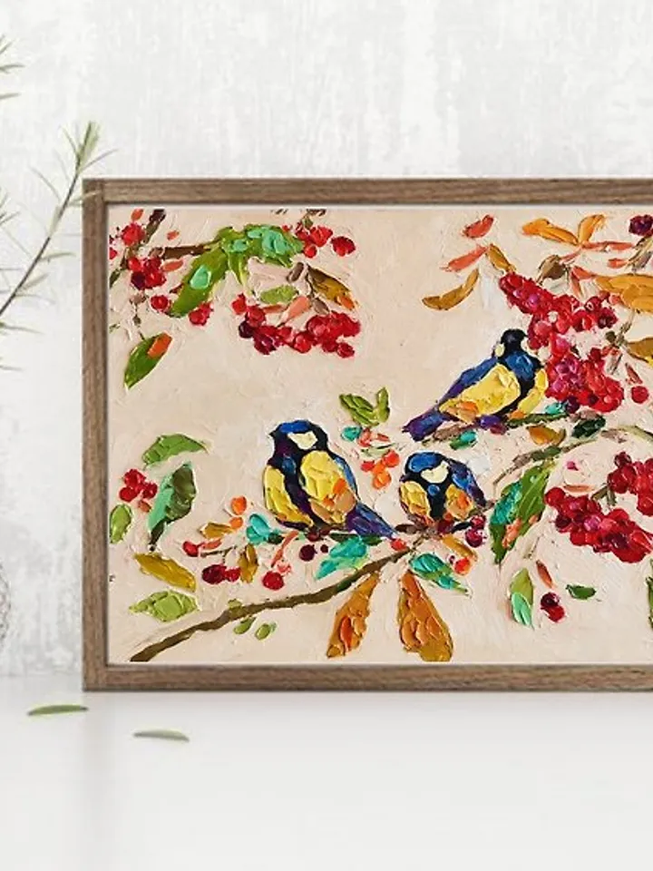Chickadee Painting Oil Bird Original Art Animal Artwork