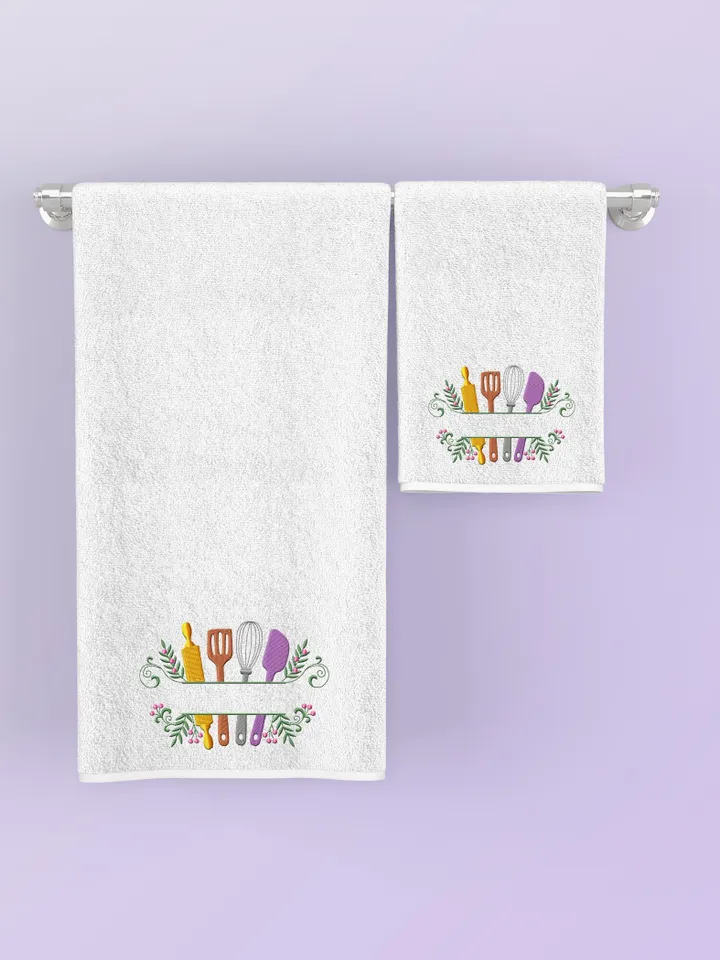 Kitchen utensils split frame machine embroidery design 3 sizes, Baking tools embroidery pattern, Cooking embroidery files, Apron design #R33