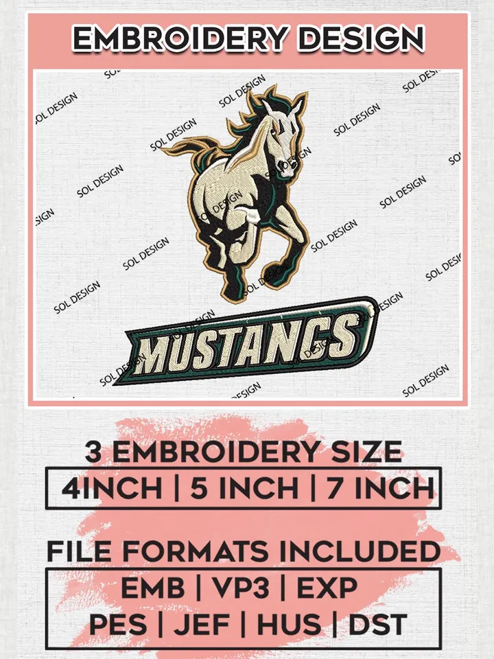 NCAA Mustangs Team Logo Machine Embroidery Design, NCAA Cal Poly Mustangs Team Design Design files, NCAA Team Embroidery Designs, NCAA Machine Embroidery Designs, Digital Download