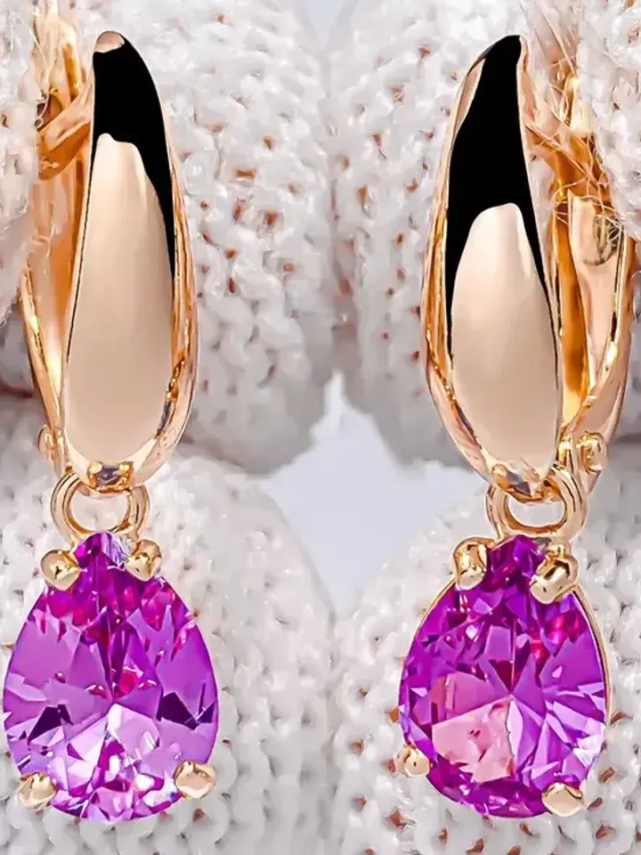 Earrings silver 925, gold 585 coating with alexandrite