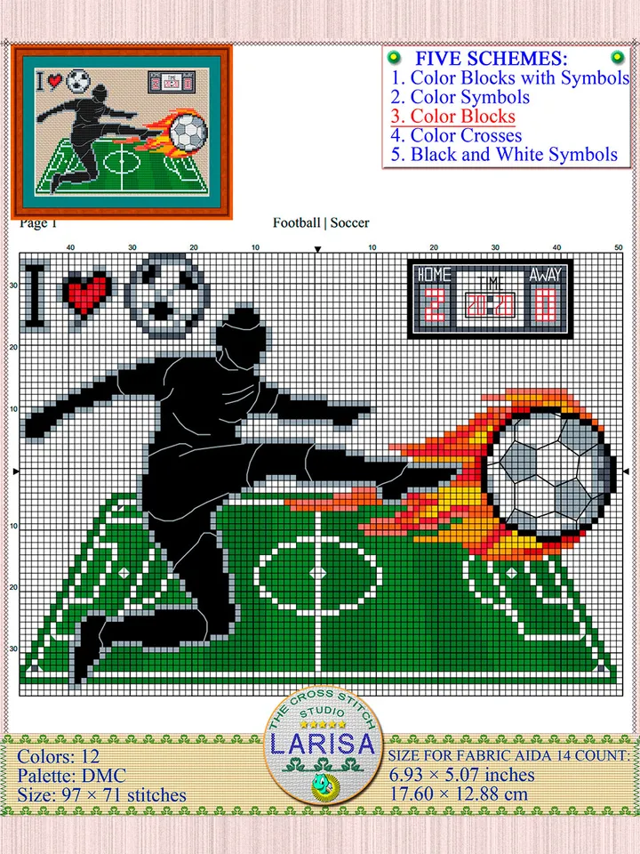 Football | Soccer Cross Stitch Pattern  | Football player