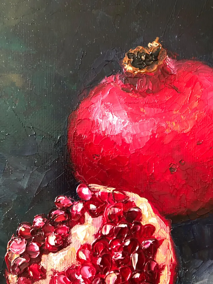 Fruits Original Painting Pomegranate Wall Art Kitchen Oil Still life