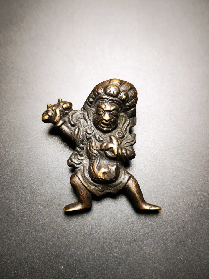 Gandhanra Acient Vajrapani Amulet,Tibetan Buddhism Statue,the Protector and Guide of Gautama Buddha,80 years old