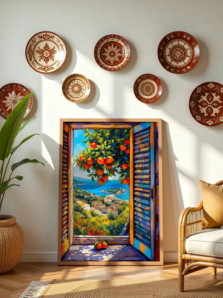 Henri Matisse Inspired Open Window Print Coastal Fauvist Painting Orange Tree View Modern Mediterranean Art Digital Poster Exhibition HMS1