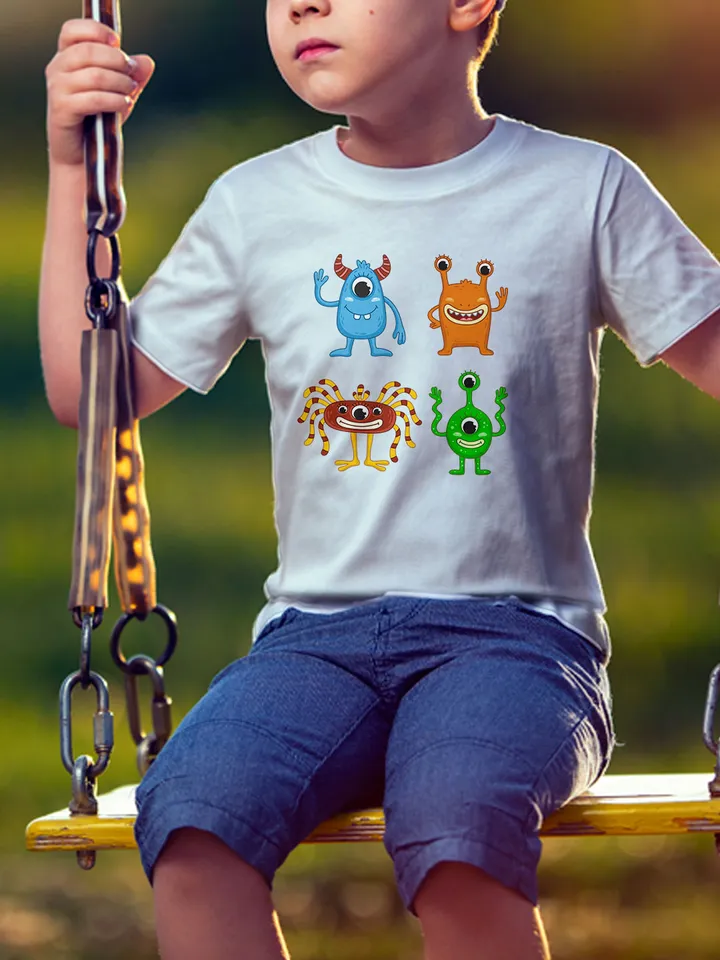 Vector set with cute cartoon monsters