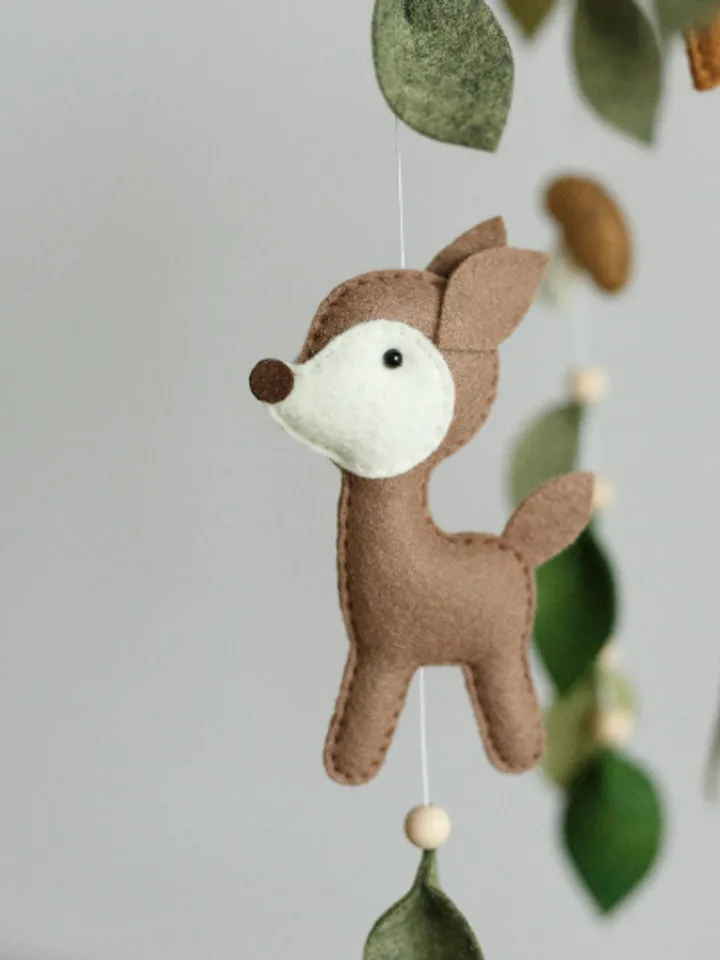 Handcrafted Fox, Bear, Deer and Woodland Themed Felt Baby Mobile - Customizable Nursery Decor