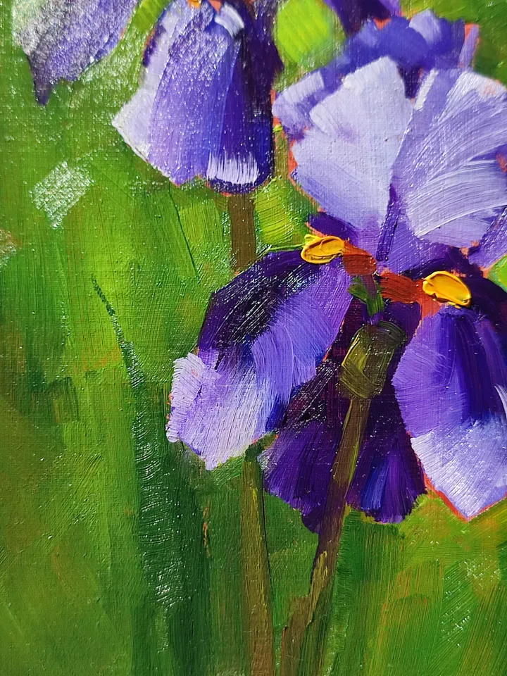 oil painting on canvas Irises 13*18