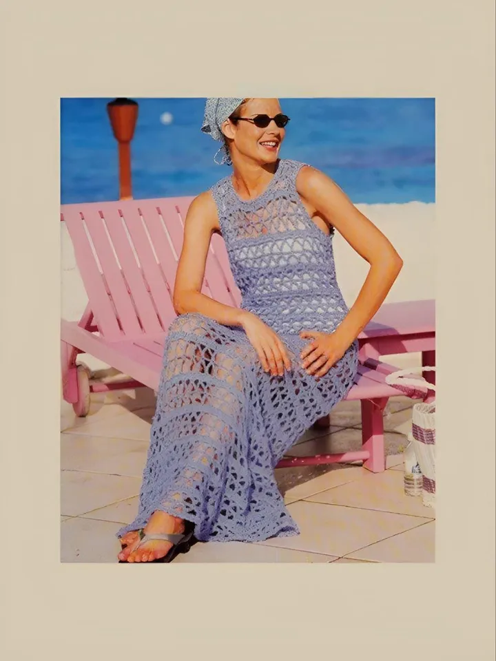Crochet dress pattern, crochet long dress pattern, beach dress crochet, tunic beach crochet , mesh crochet dress pdf