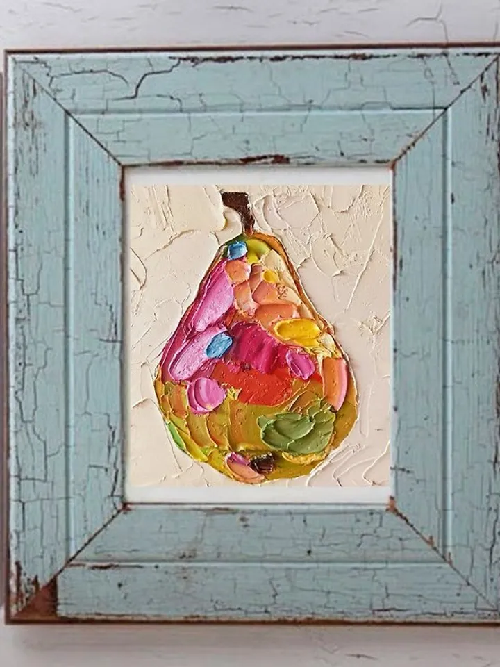 Pear Painting 油畫原作 Original Art 手工油畫 Oil Painting 掛畫 Fruit Art by Verafe