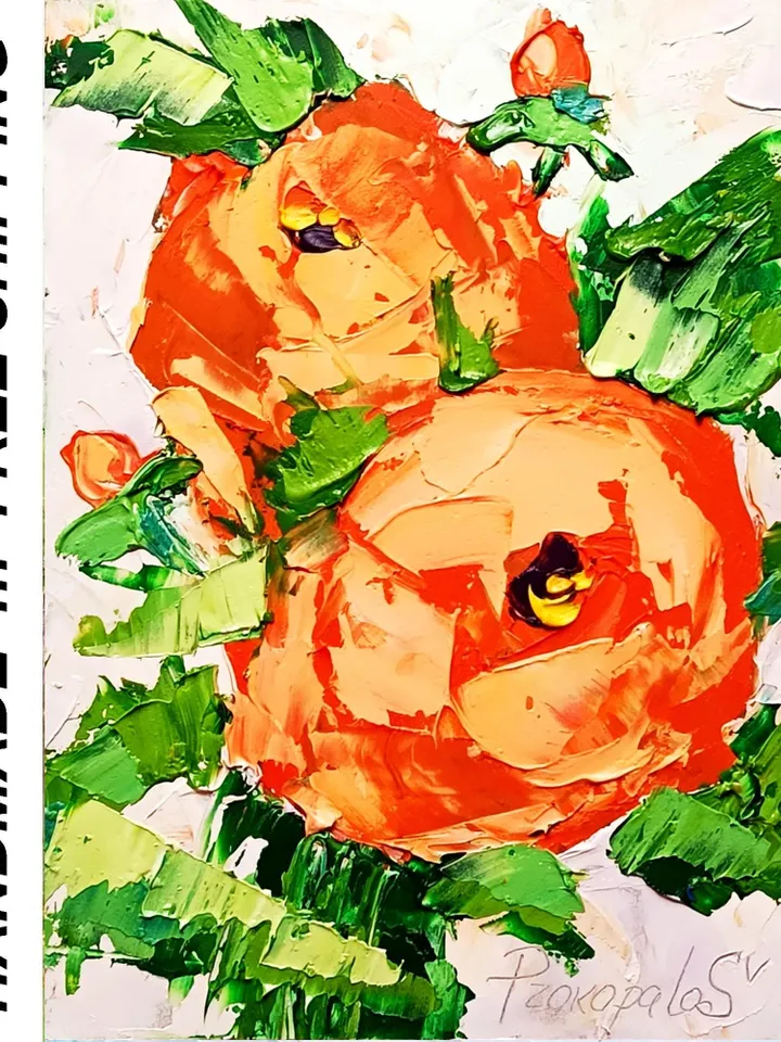 Roses painting Flowers original oil painting Small Original art Roses wall art Pink Roses artwork Floral New home gifts 7x5 in