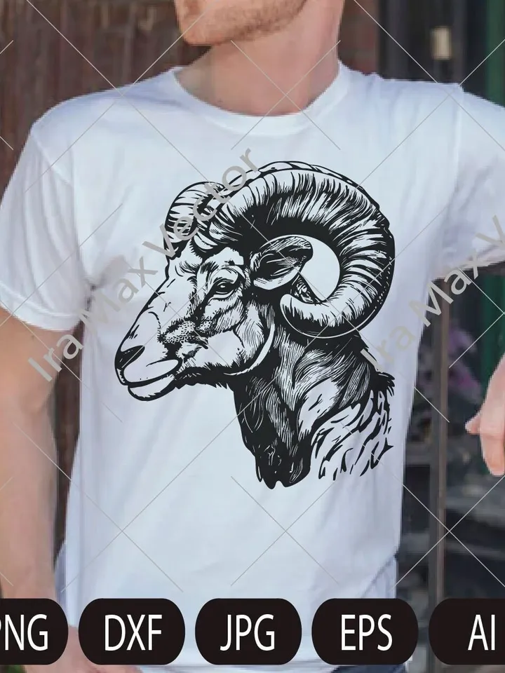 Ram Head SVG, Ram SVG, Aries, Sheep, Farm Animal Graphics Illustration, T-Shirt , Printable Clip Art ,Vector Digital Dxf Png Eps Ai