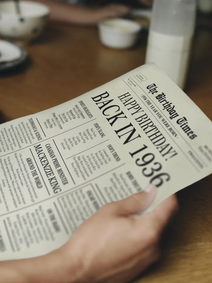 Back in 1936 CANADA | 89th Birthday Newspaper Sign Canadian | 1936 Birthday Poster | 89th Birthday Gift | 89 years ago back in 1936