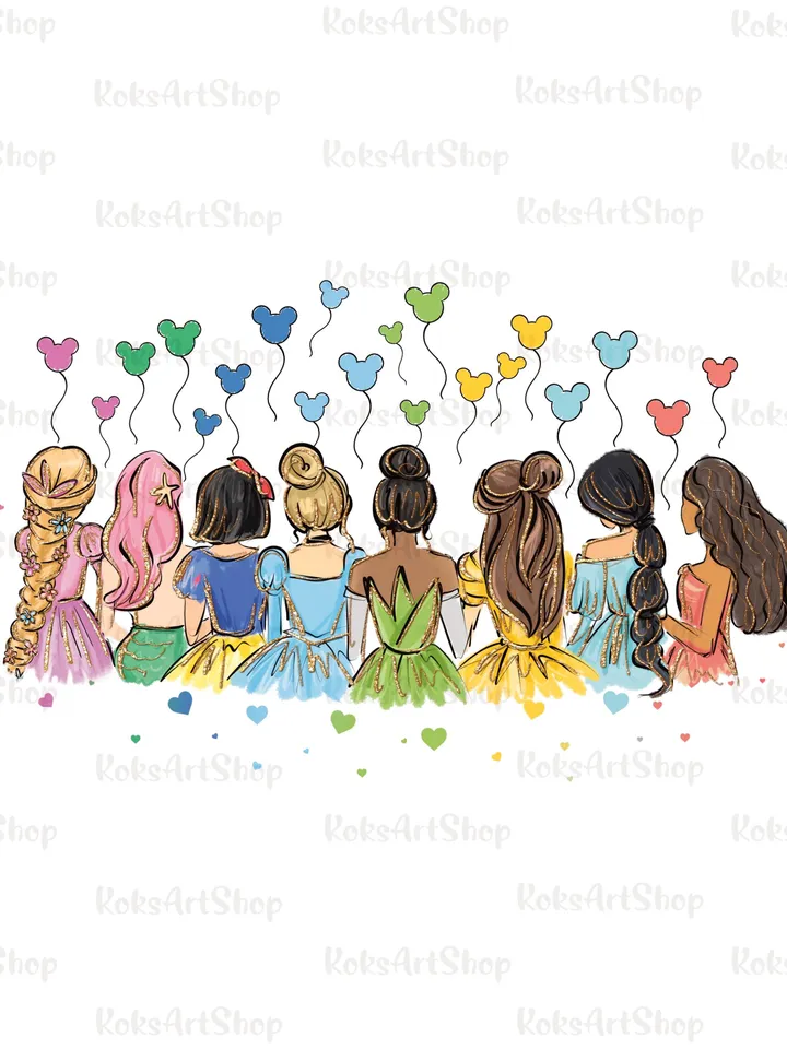 All princess Watercolor Princess PNG, Princess clipart png, Family vacation clipart, Family vacation png, Family trip, All princess design