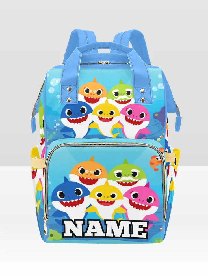 Custom NAME Baby Shark Diaper Bag Backpack