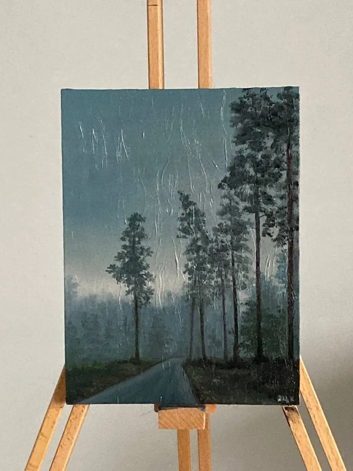 Forest Oil Painting Texture Landscape Painting On Canvas Small Artwork