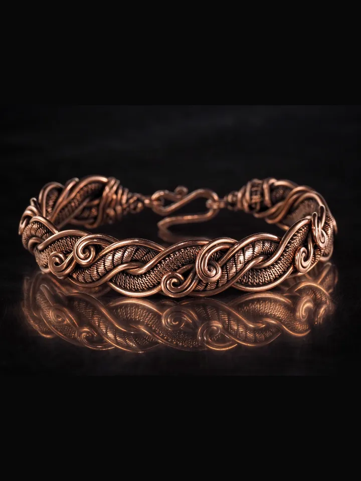 Woven copper wire bracelet Antique style handcrafted copper jewelry Unique gift