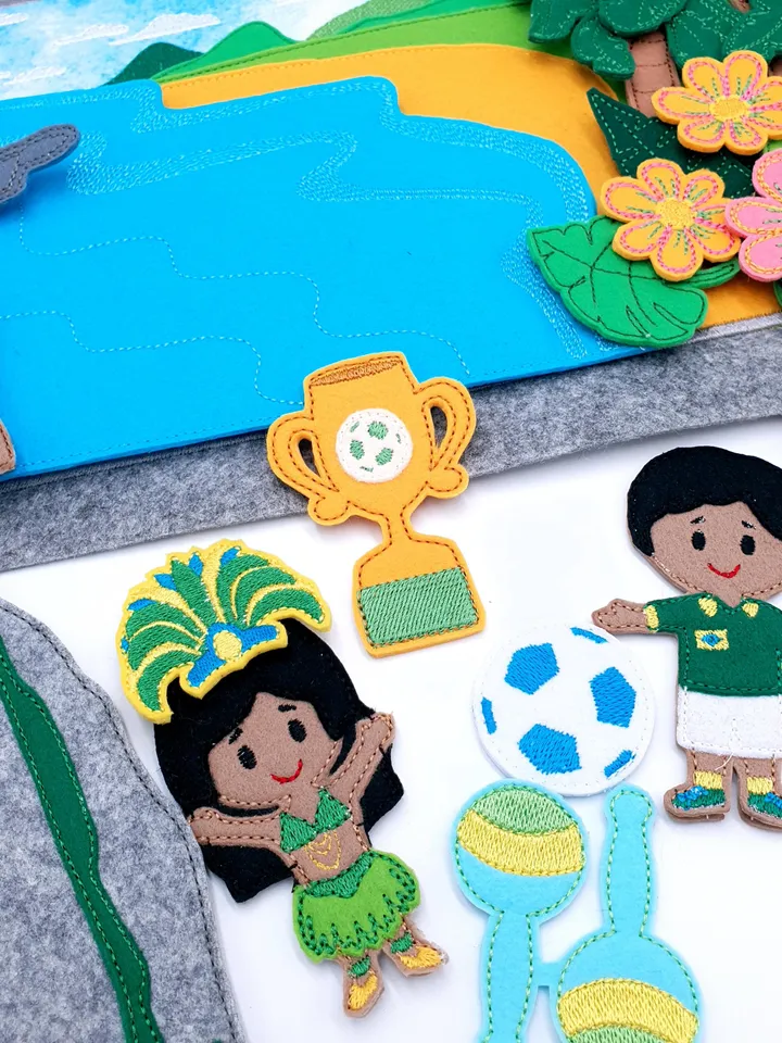 Digital Countries Brazil Embroidery - Baby Shower Gift - DIY Project