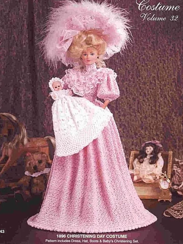 Barbie Dress Crochet Pattern Vintage for Dolls 11-1/2" Digital Download PDF