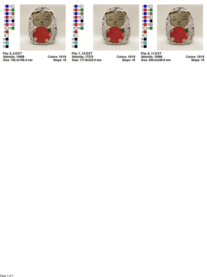 Hedgehog Stuffed Toy In The Hoop  ITH Pattern plush Toy digital design for  Machine Embroidery