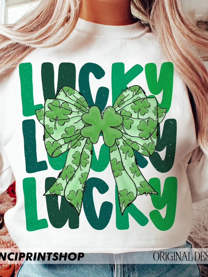 Lucky St.Patricks Day Coquette Png, St Patricks day png, Lucky png, St Patrick Bow Png, Girl st patricks day, Shamrock png, Sublimation png